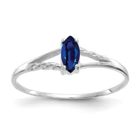 14k White Gold Polished Sapphire Birthstone Ring