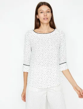 2169 Off-White Polka Dot Blouse