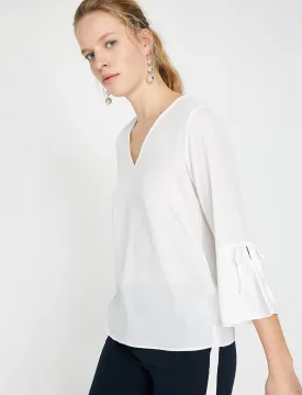 2194 White Slit Sleeve Blouse