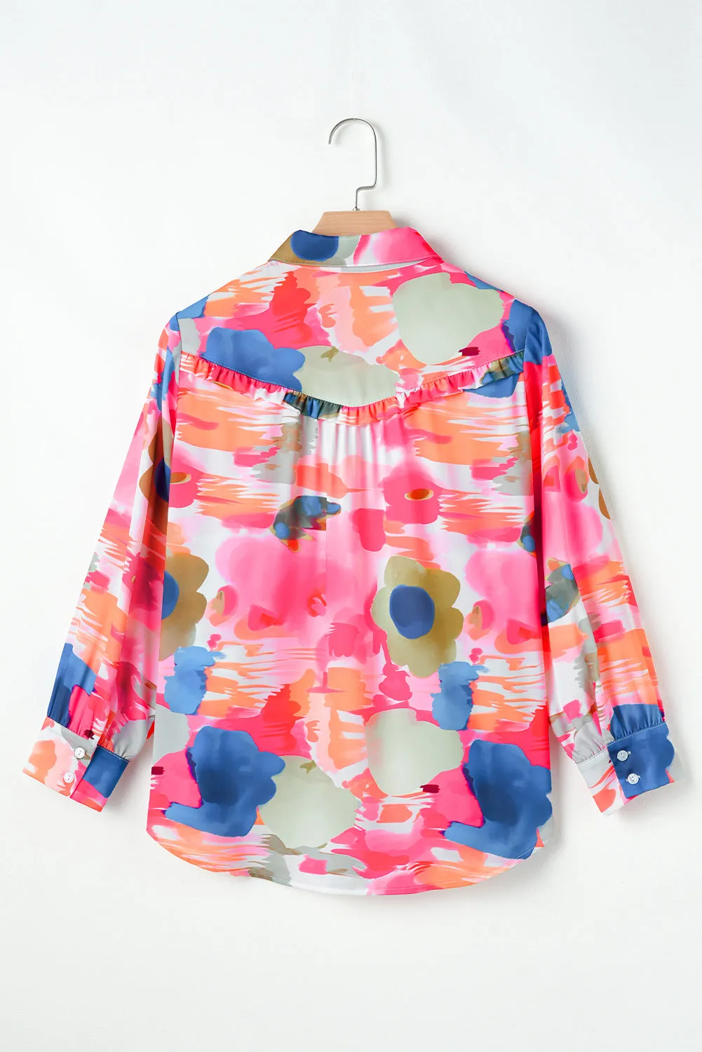 Abstract Ruffle Puff Sleeve Shirt