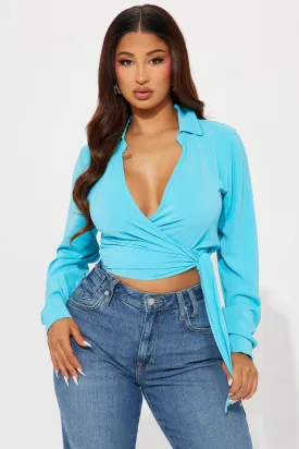 All Yours Blouse Top - Aqua