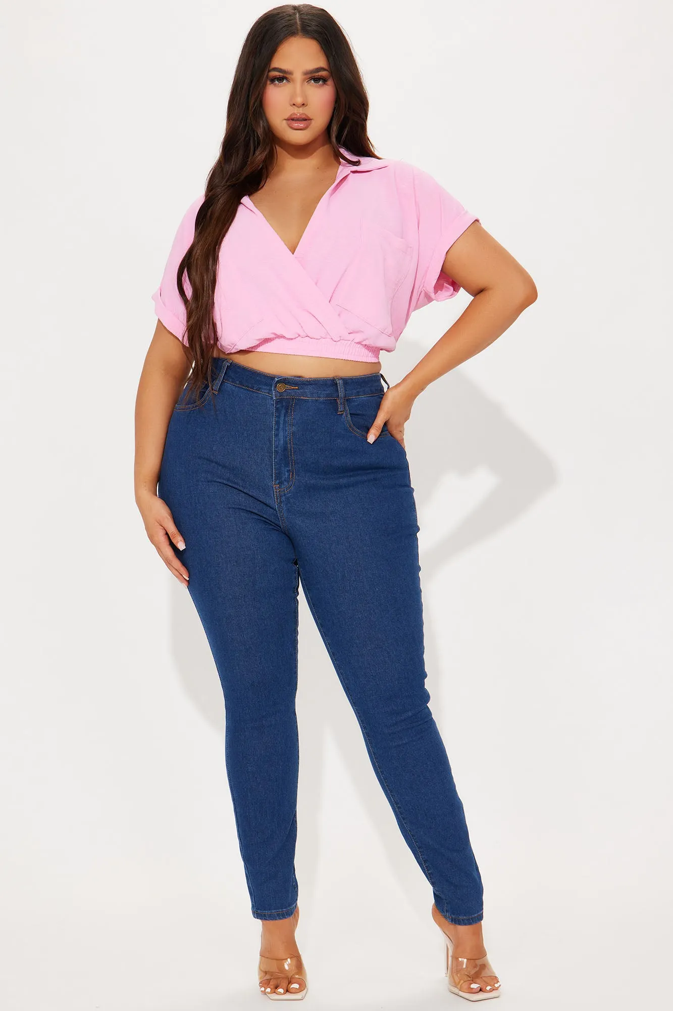 Arabella Textured Blouse Top - Pink