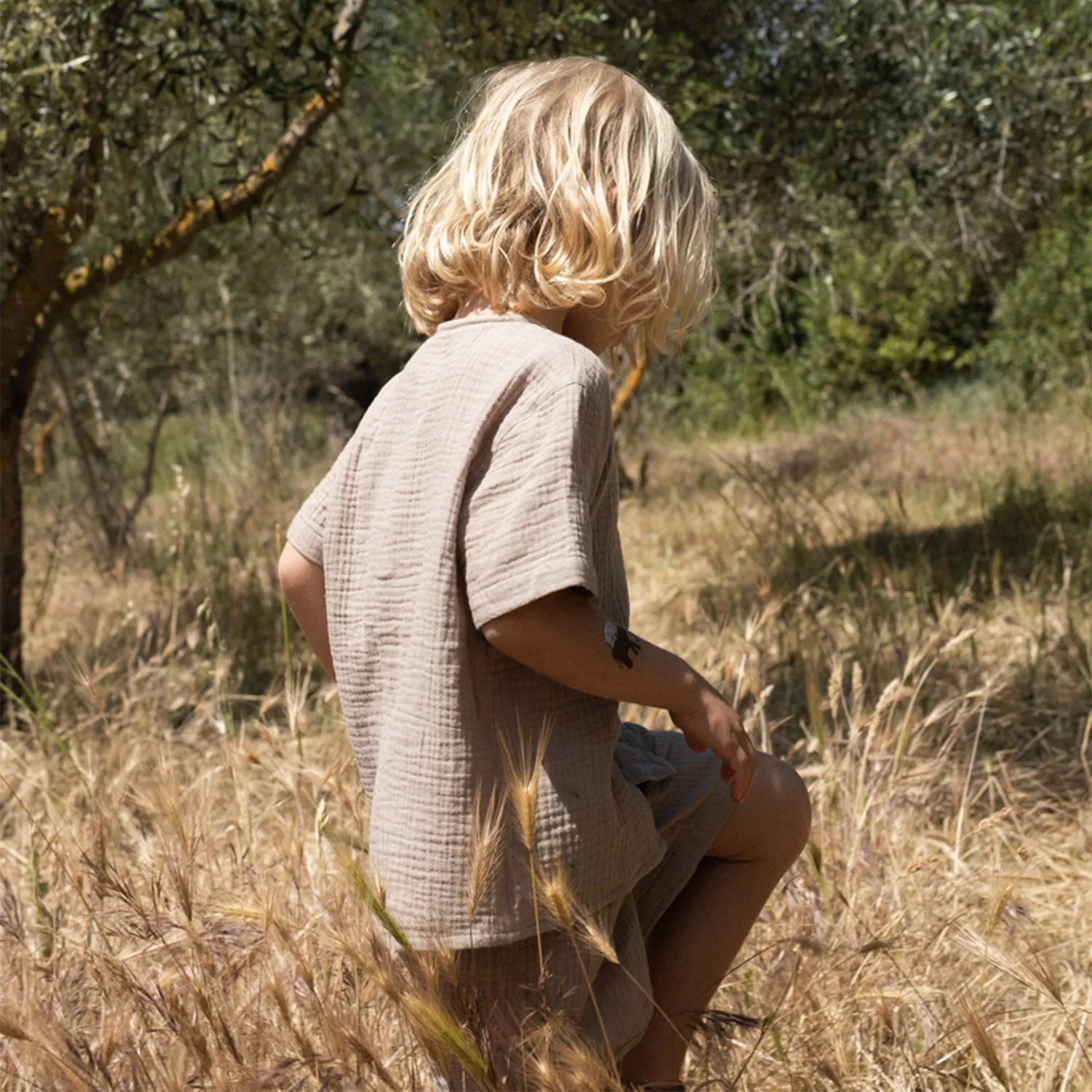 Baby & Kids Cotton Olive SS Shirt - Cashmere Colour