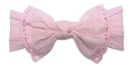 Baby Bling Pink Lace Trimmed Knot Headband