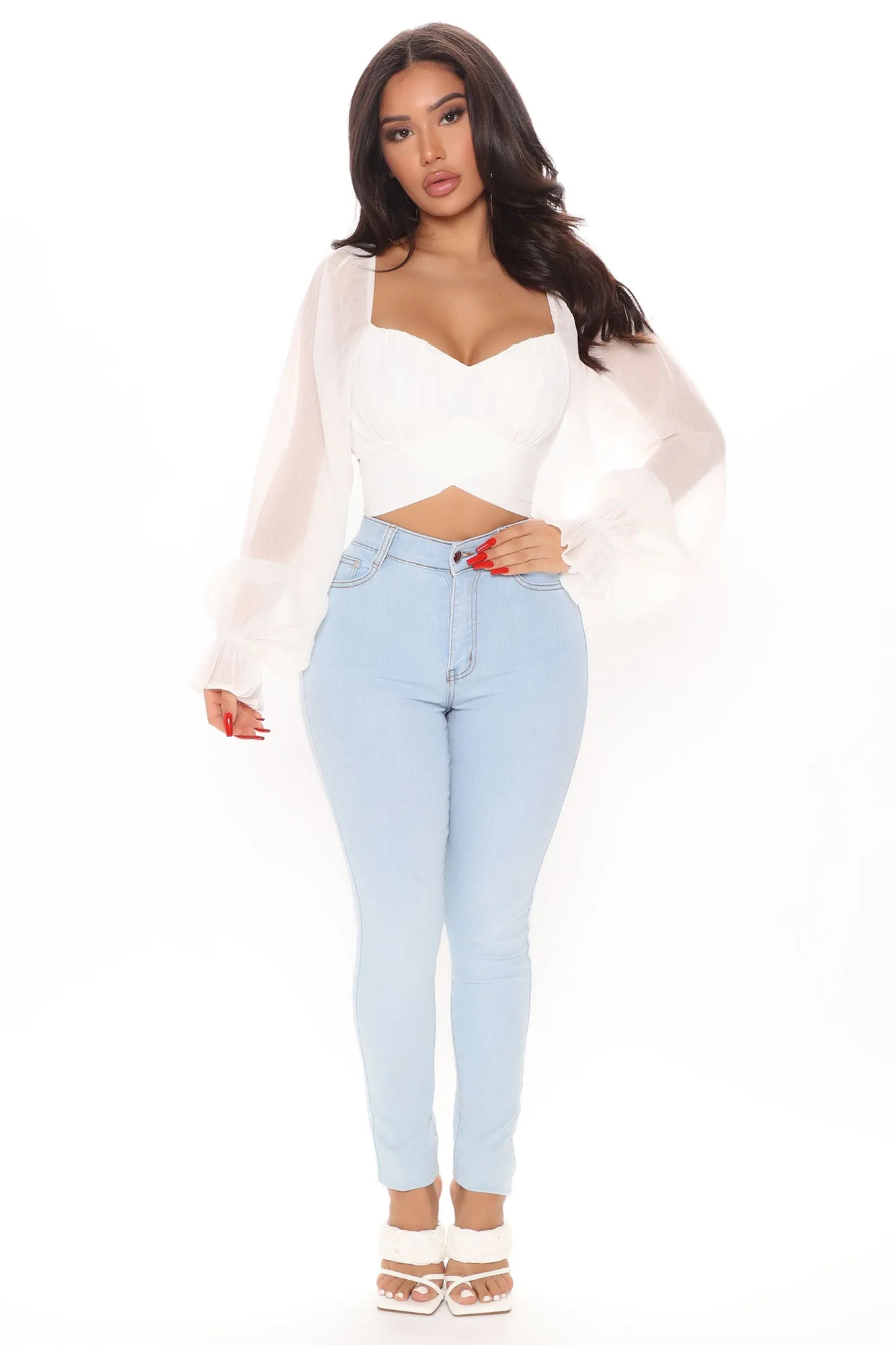 Bella Mia Cropped Blouse - White