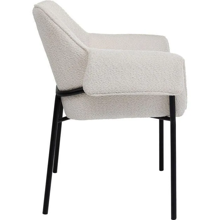 Bess Cream Boucle Chair with Armrest (2/Set)