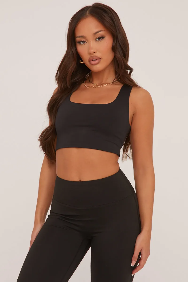 Black Square Neck Sleeveless Cropped Top - Alexa