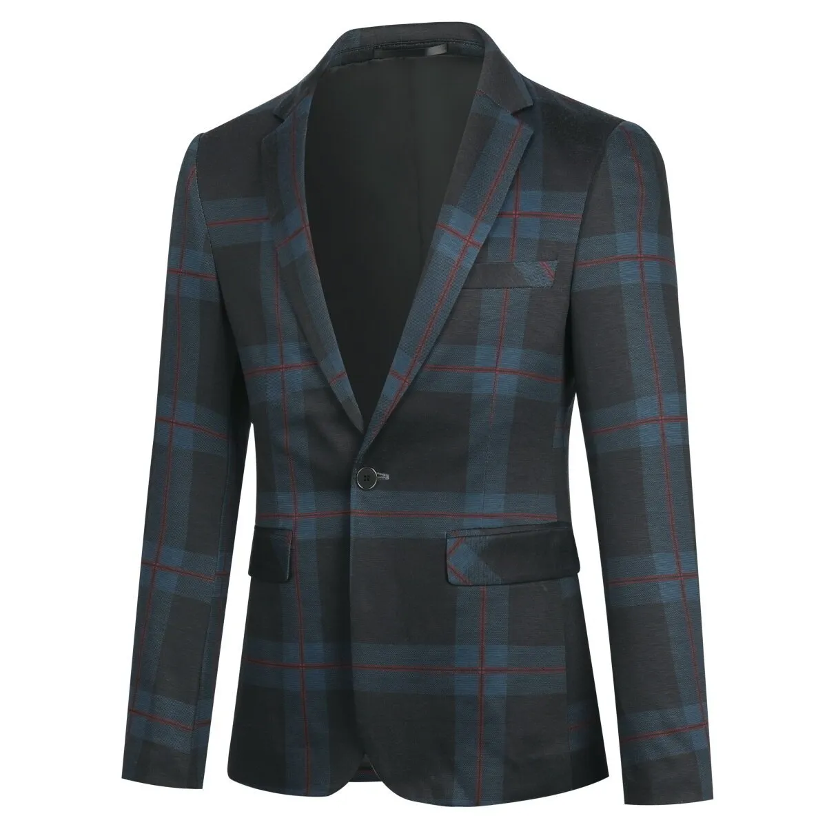 Boys Plaid Formal Party Slim Fit Blazer