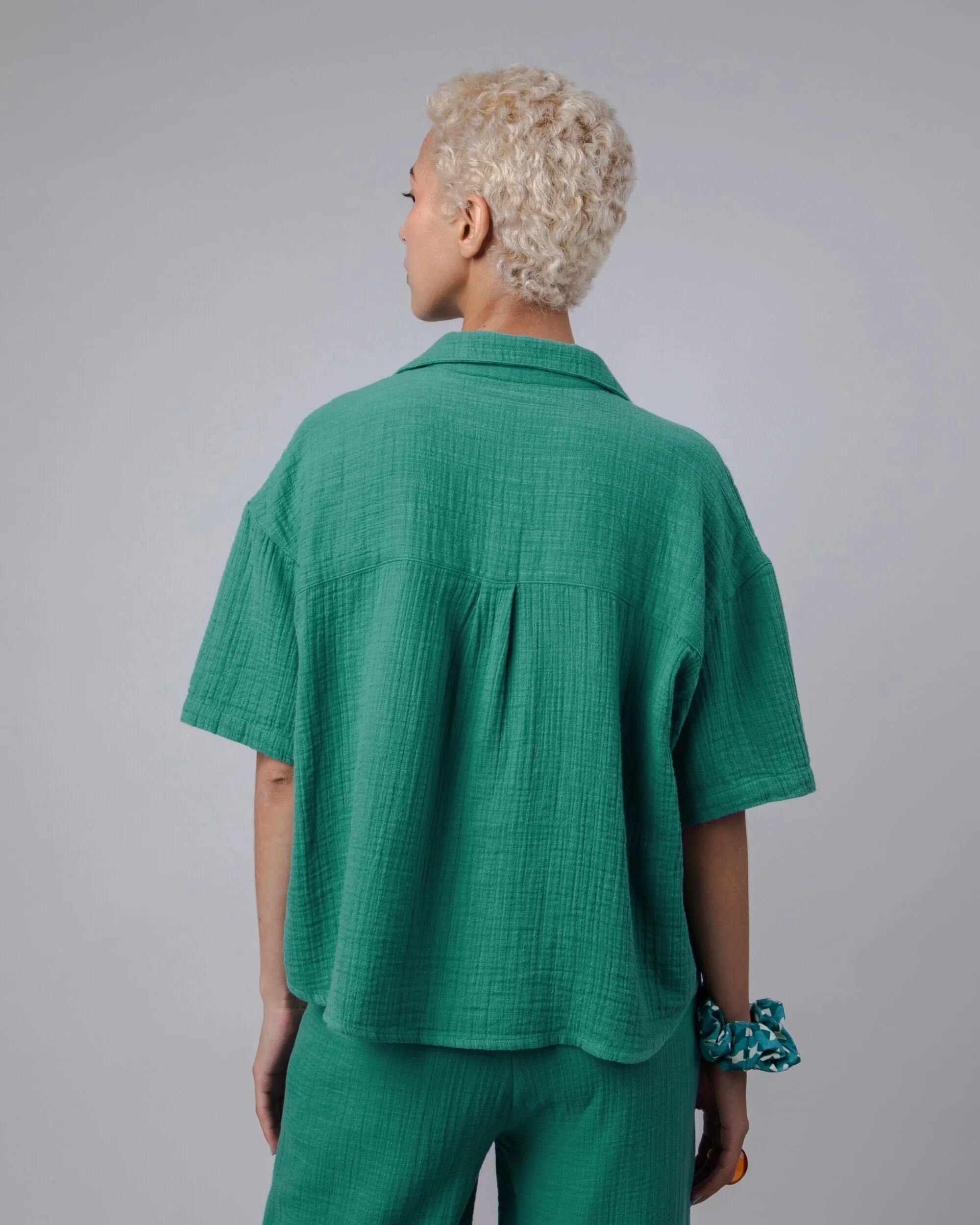 Bubble Cropped Blouse Green