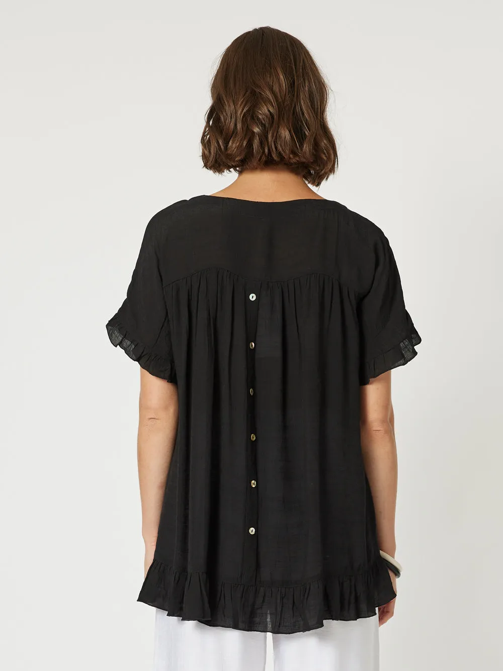 Button Back Top - Black