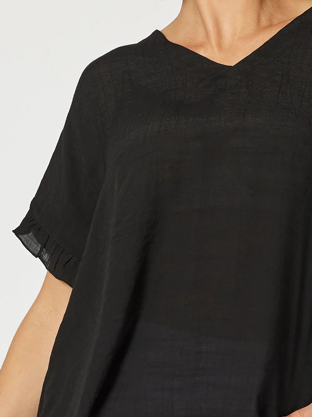 Button Back Top - Black