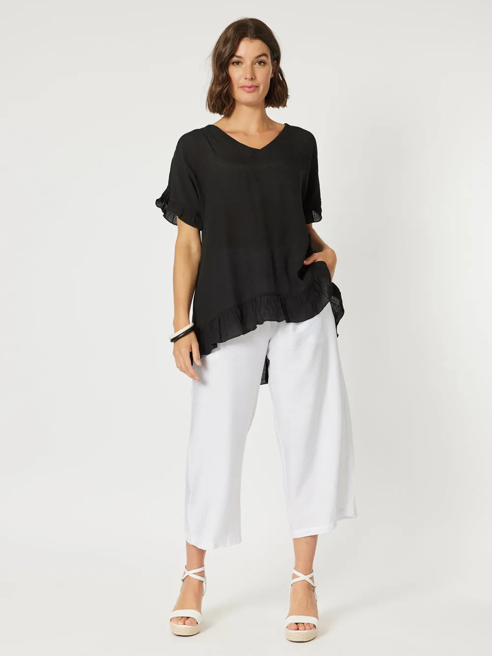 Button Back Top - Black