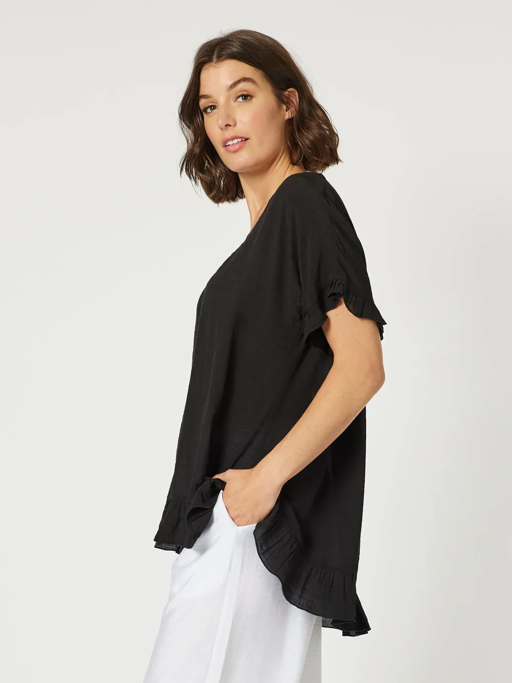 Button Back Top - Black