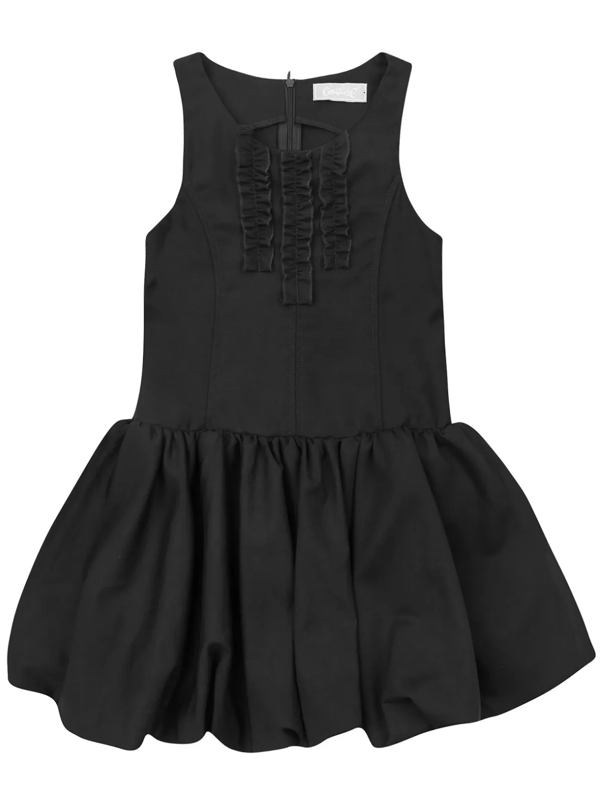 Chic Black Ruffle Uniform Dress by Kids Couture