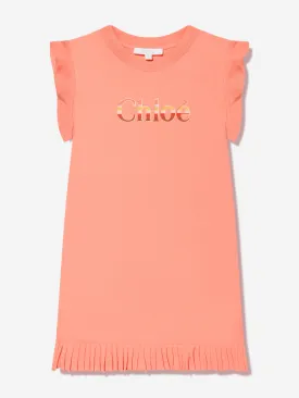 Chloé Girls Organic Cotton Jersey Dress in Peach