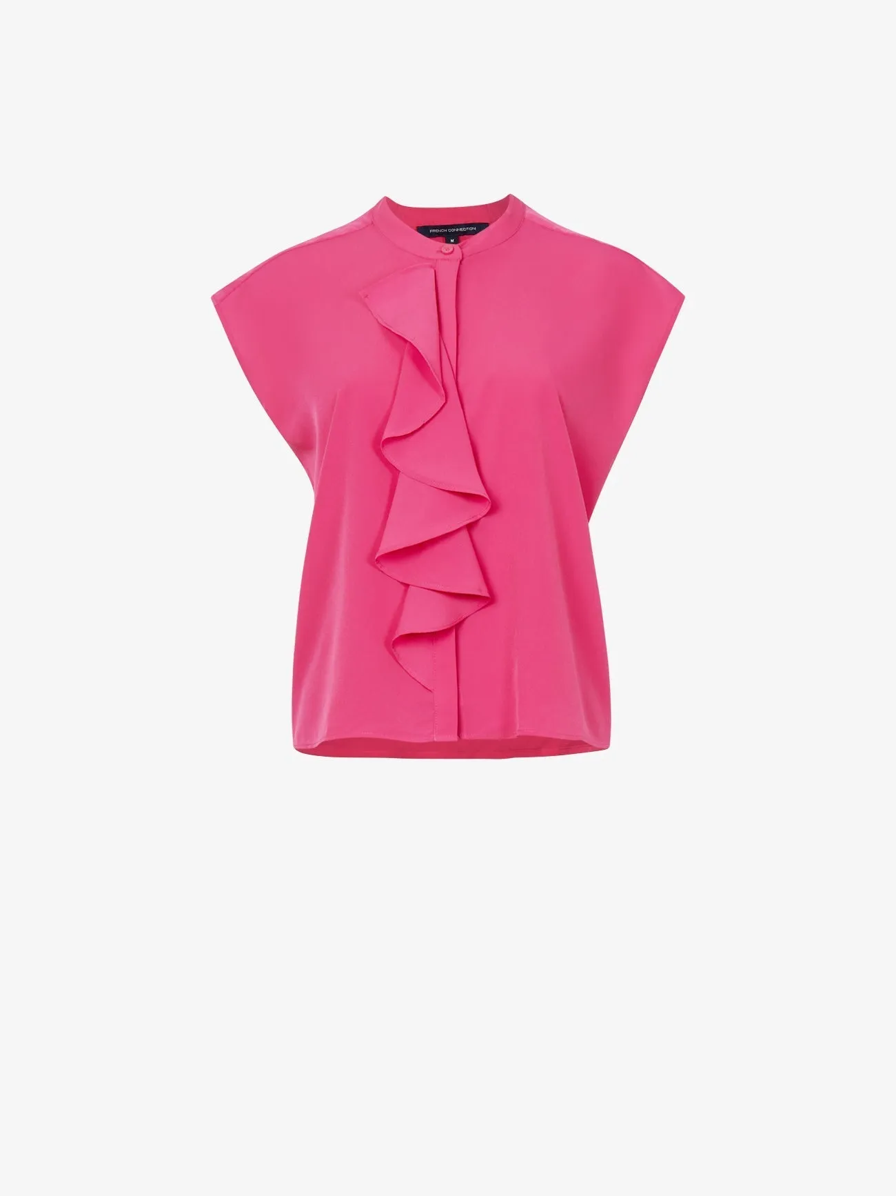 Crepe Light Cropped Ruffle Blouse