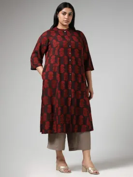 Diza Maroon Floral Printed Kurta