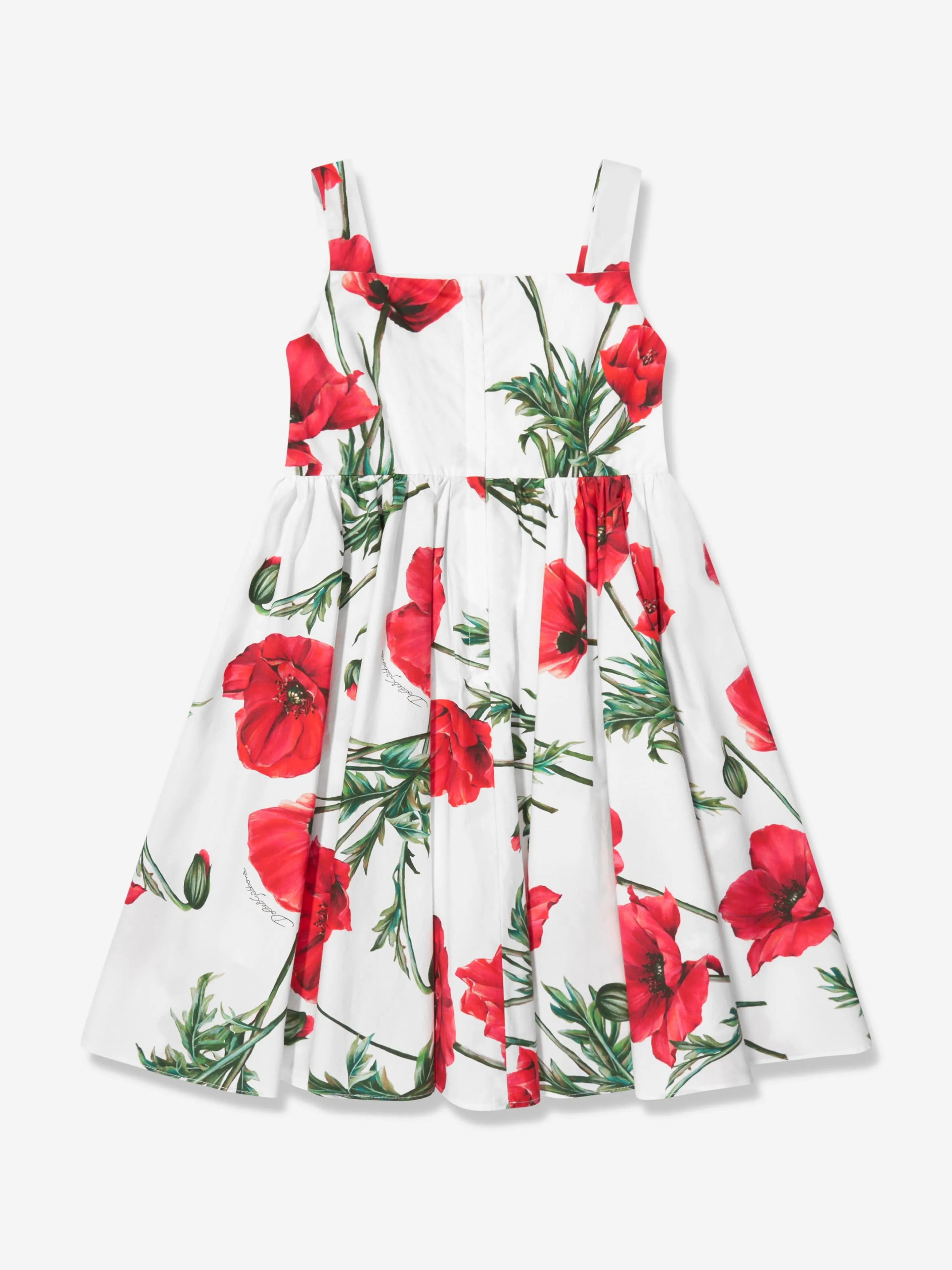 Dolce & Gabbana Girls Sleeveless Poppy Summer Dress in White