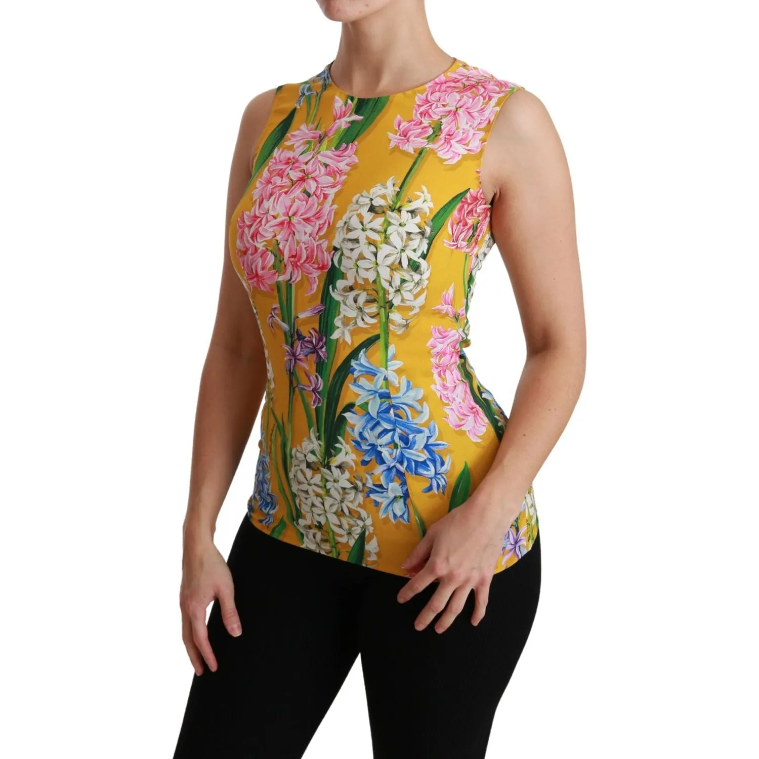 Dolce & Gabbana Sunshine Floral Crewneck Sleeveless Blouse