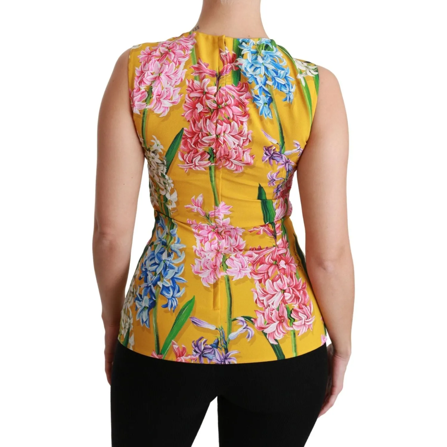 Dolce & Gabbana Sunshine Floral Crewneck Sleeveless Blouse