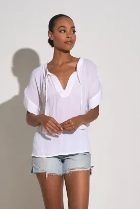 Elan White Short Sleeve V-Neck Top