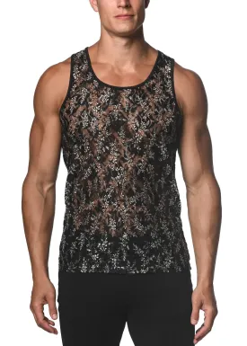 FLORAL GOSSAMER LACE TANK