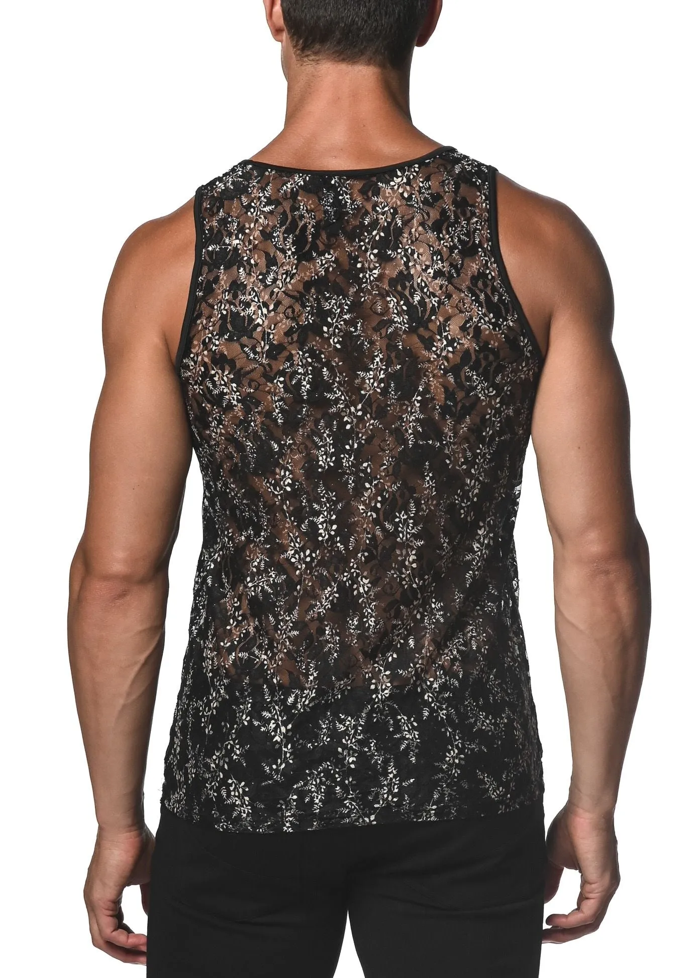 FLORAL GOSSAMER LACE TANK