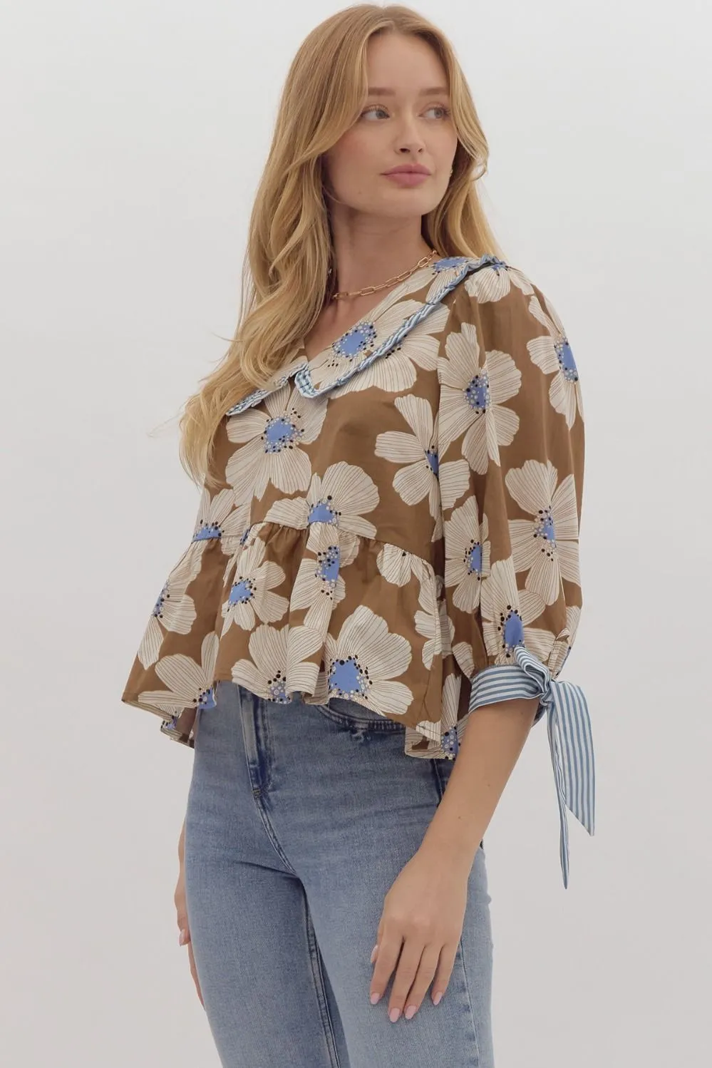 Floral Print Relaxed Fit Peplum Top