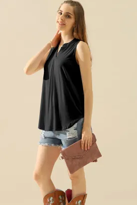 Full Size Notched Sleeveless Top