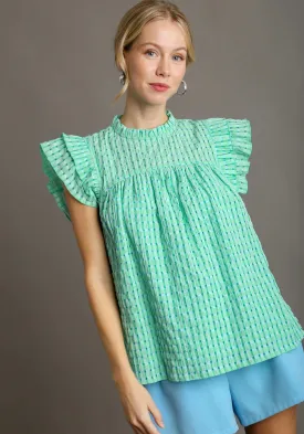 Gingham Perfection Green Babydoll Top