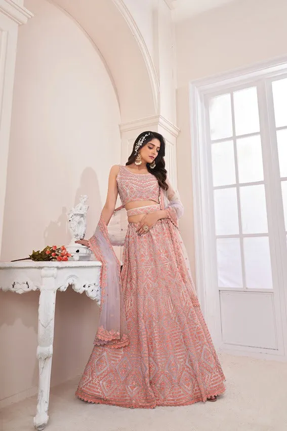 Girlish Trendy Peach Lehenga Choli Set