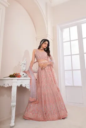 Girlish Trendy Peach Lehenga Choli Set