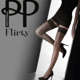 Gloss Lace Top Hold Up Hosiery In Black - Pretty Polly