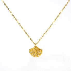 Gold Shell Pendant Necklace with Crystals – Trendy Jewellery