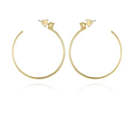 Goldtone Cubic Zirconia Open Hoop Earrings