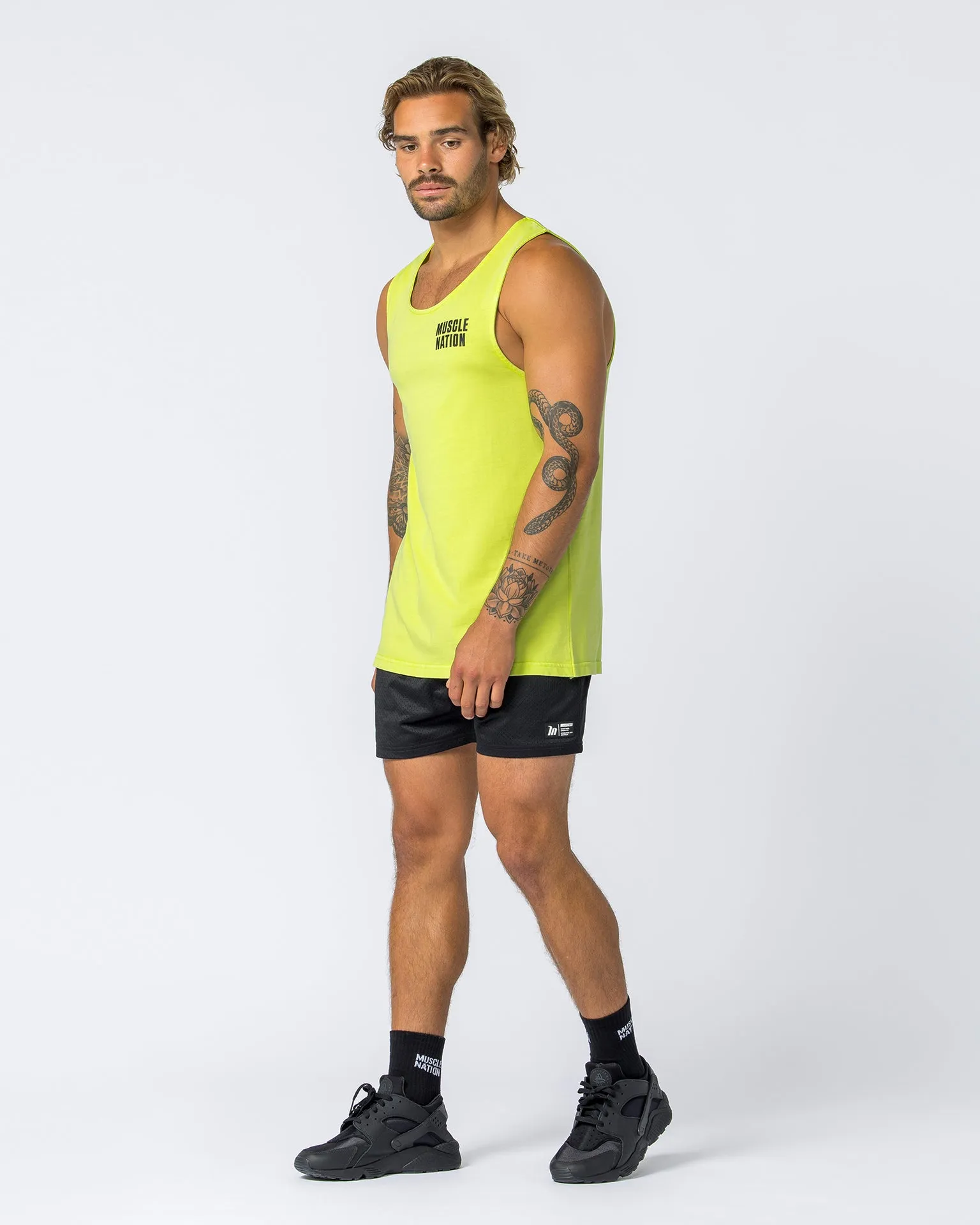 H Back Tank - Washed Cyber Lime