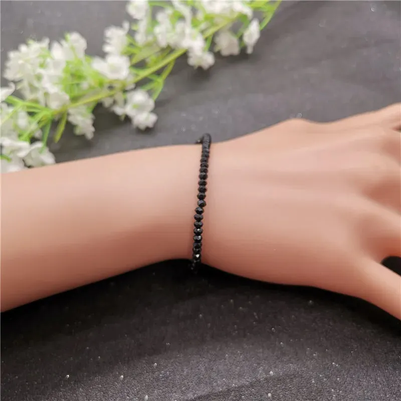 JCYMONG New Fashion 3mm Black Glass Beads Charm Bracelet For Women 2022 Bohemian Gold Silver Color Link Chain Bracelet Jewelry