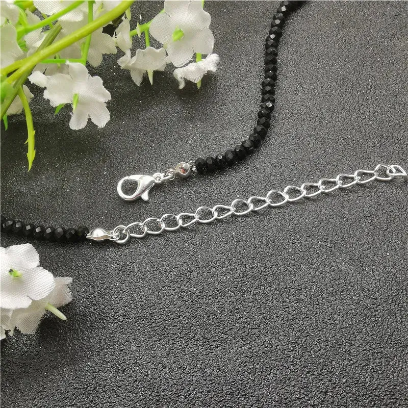 JCYMONG New Fashion 3mm Black Glass Beads Charm Bracelet For Women 2022 Bohemian Gold Silver Color Link Chain Bracelet Jewelry