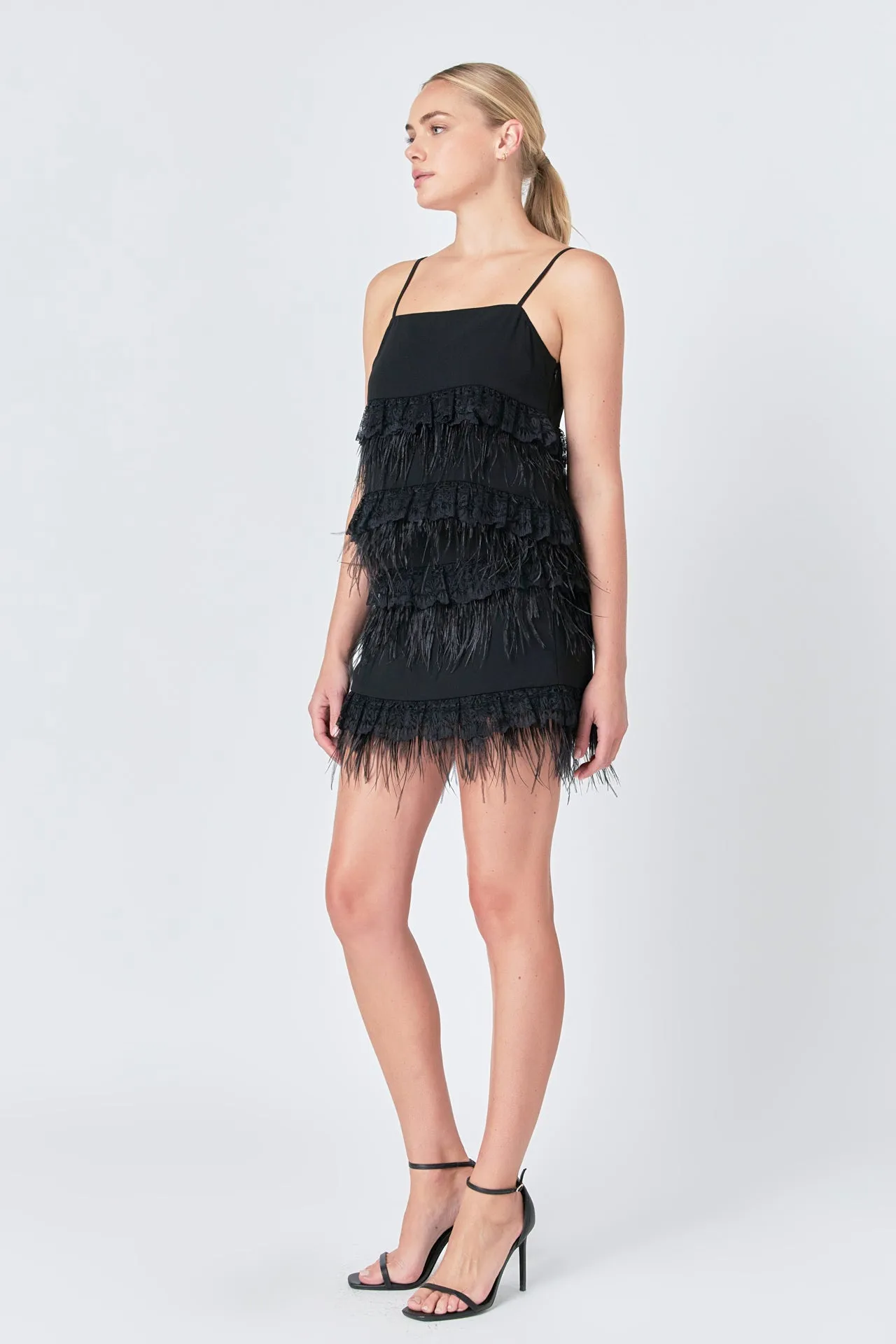 Lace & Feather Trim Tank Top