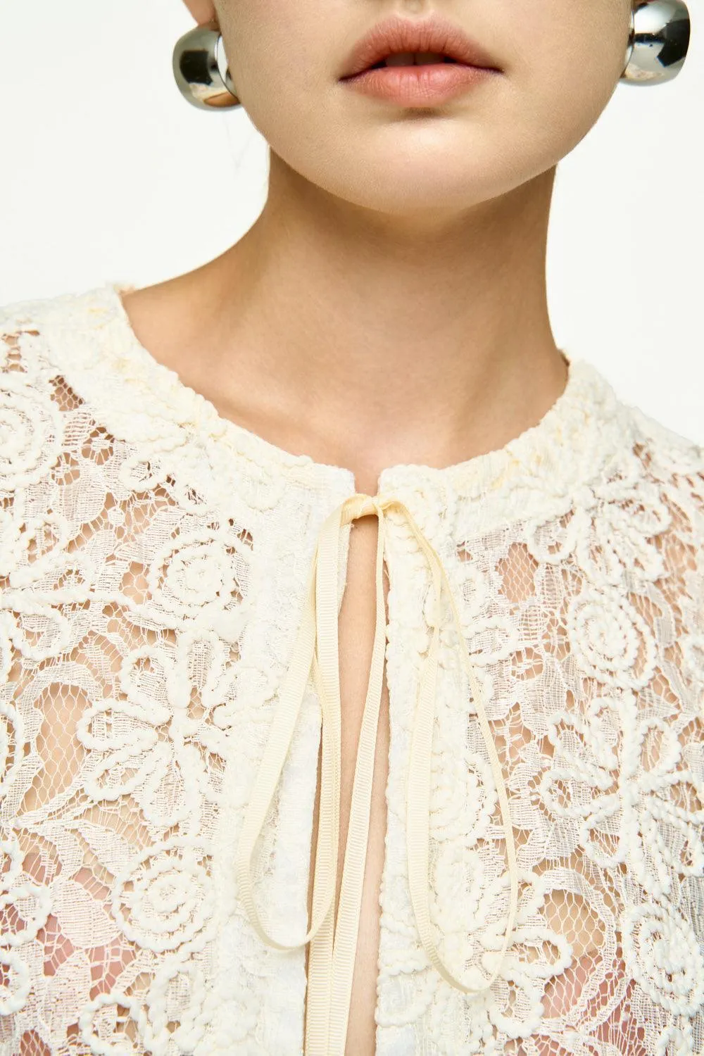 Lacen Cropped Long Sleeved Lace Jacket