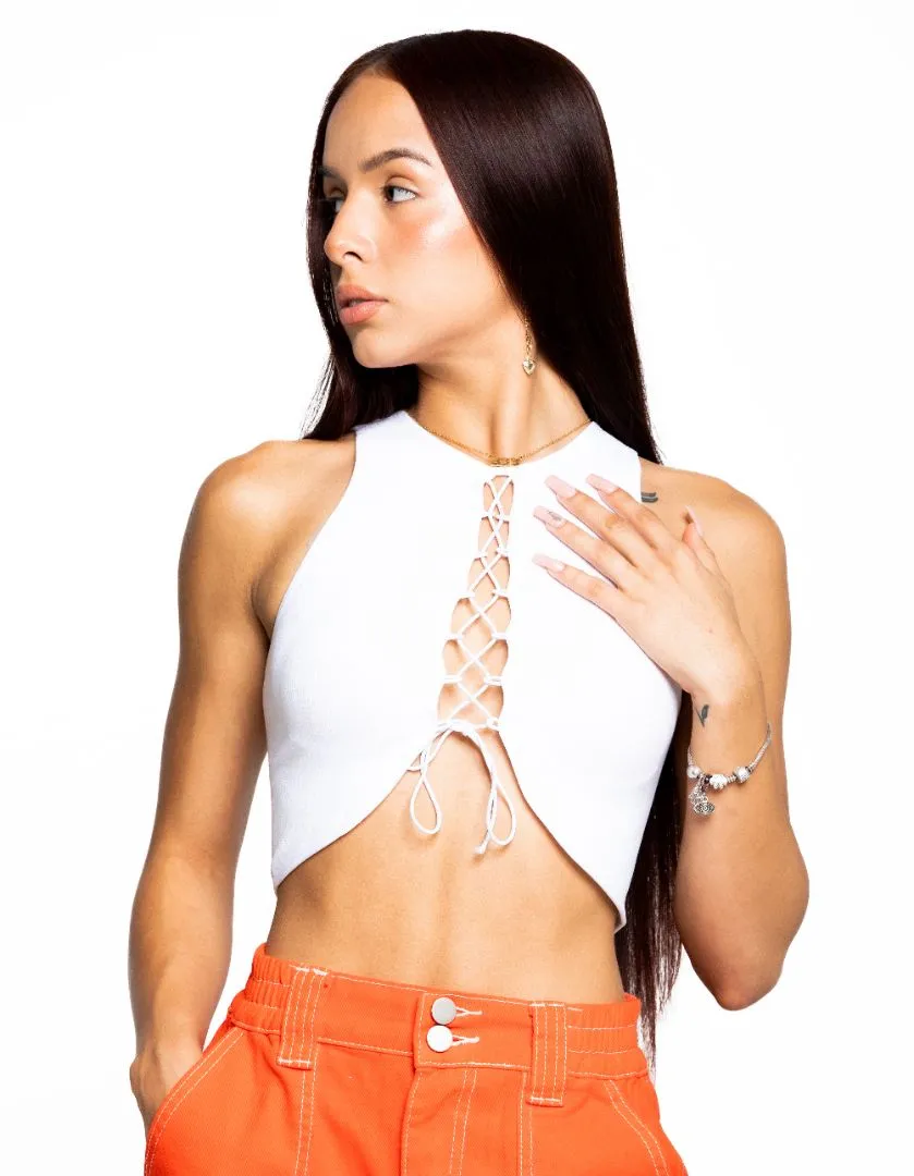 Laddie Front Lace-Up Crop Top