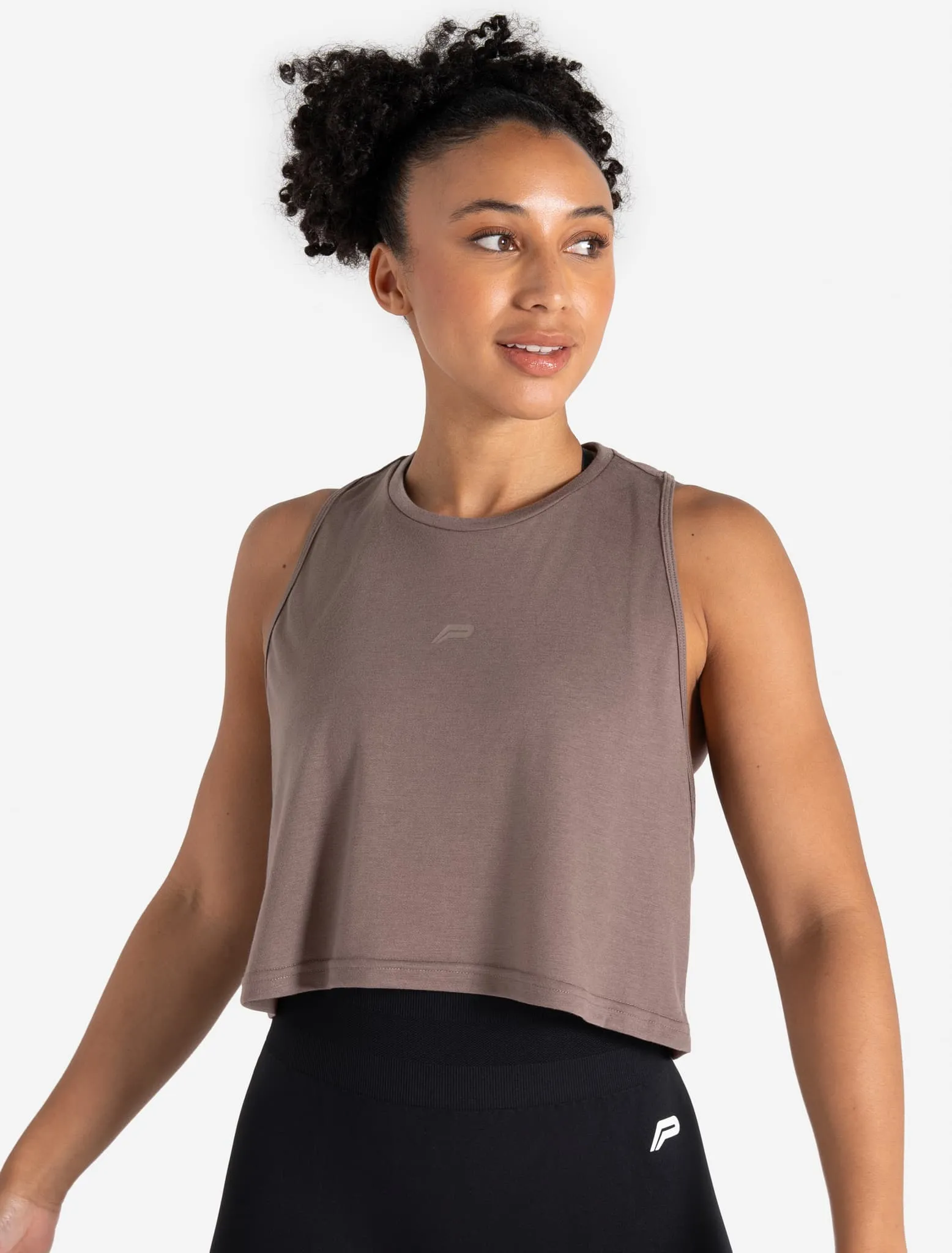 Lightweight Crop Gym Tank - Neutral Brown