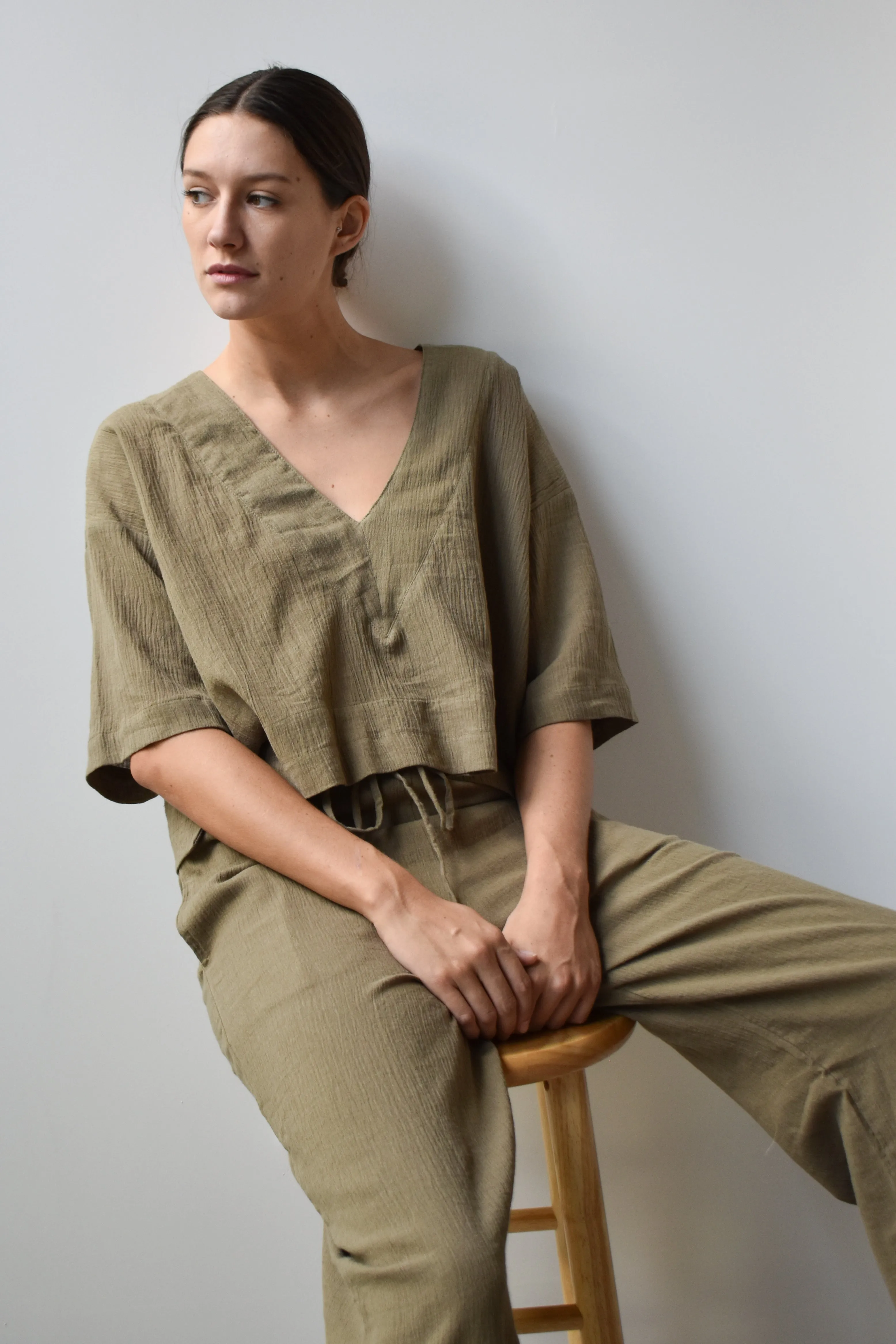 Linen V-neck Top