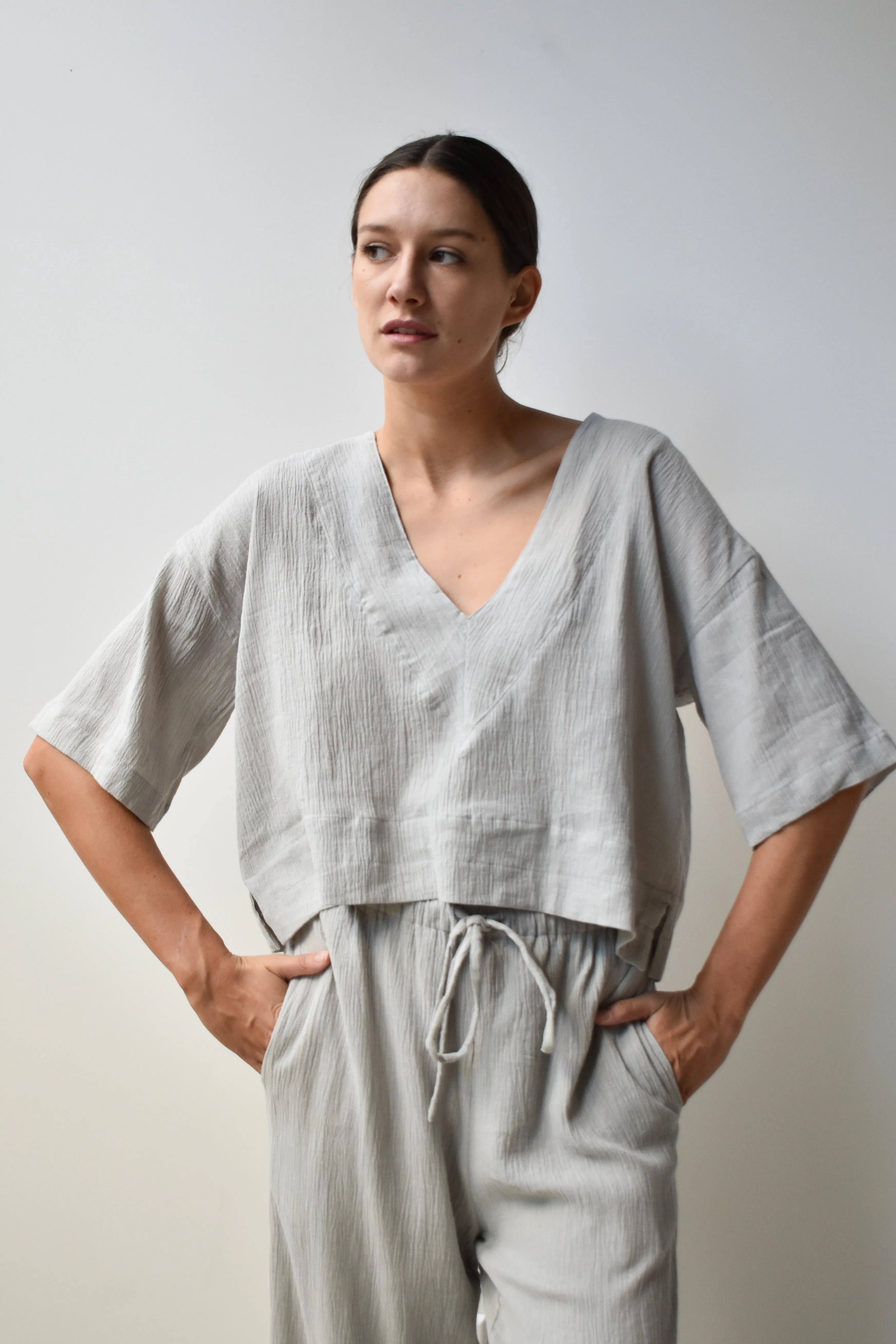 Linen V-neck Top