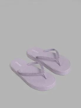 LUNA BLU Lilac Shimmer Thong Flatforms Flip Flop