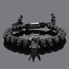 Luxury Crown Charms Stainless Steel Beads Man Bracelet Women Hand Jewelry Valentine's Day Gift