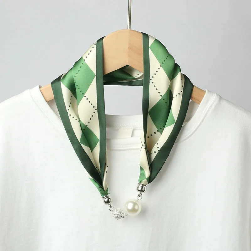 Magnetic Buckle Silk Scarf Necklace