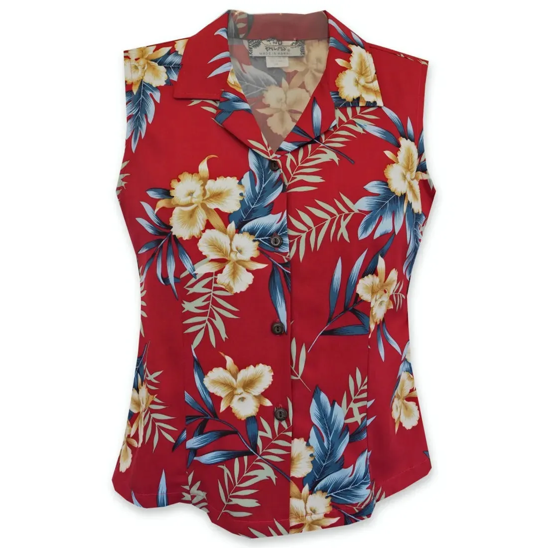 Midnight Maroon Lady's Hawaiian Sleeveless Blouse