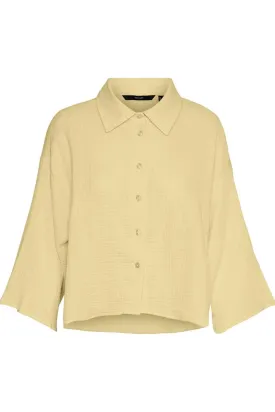 Natali 3/4 Crop Shirt - Lemon Meringue