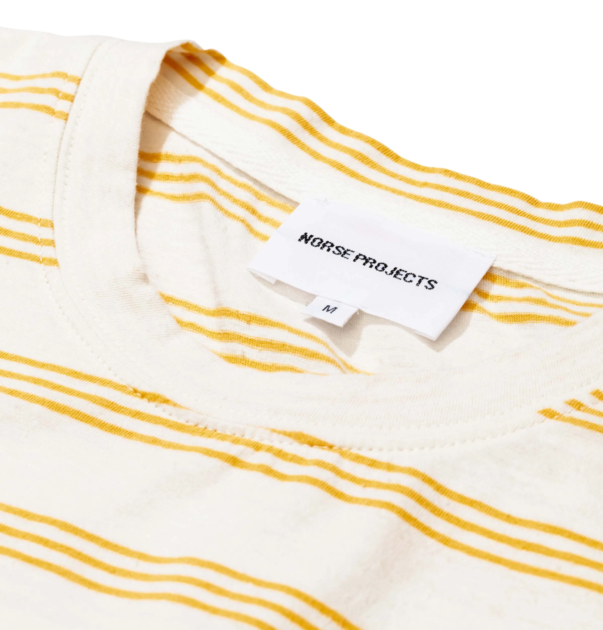 Norse Projects Johannes Cotton Linen Stripe T-Shirt – Sunrise Yellow